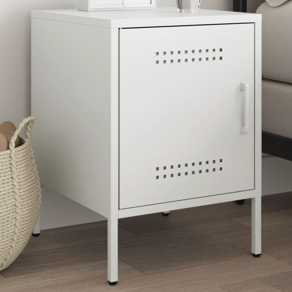 Bedside Cabinet White 36x39x50.5 cm Steel - Discount Dealers