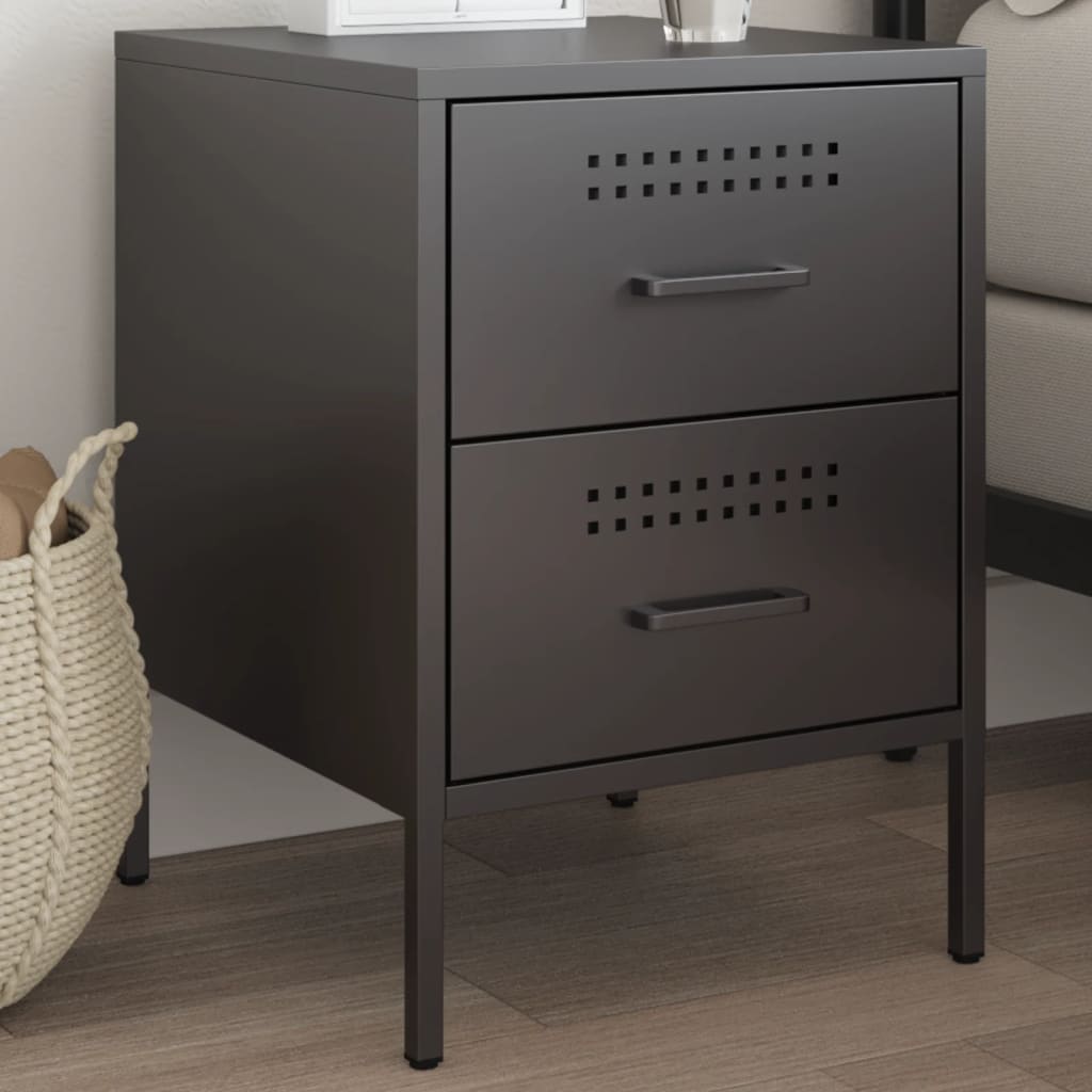 Bedside Cabinet Black 36x39x50.5 cm Steel - Discount Dealers