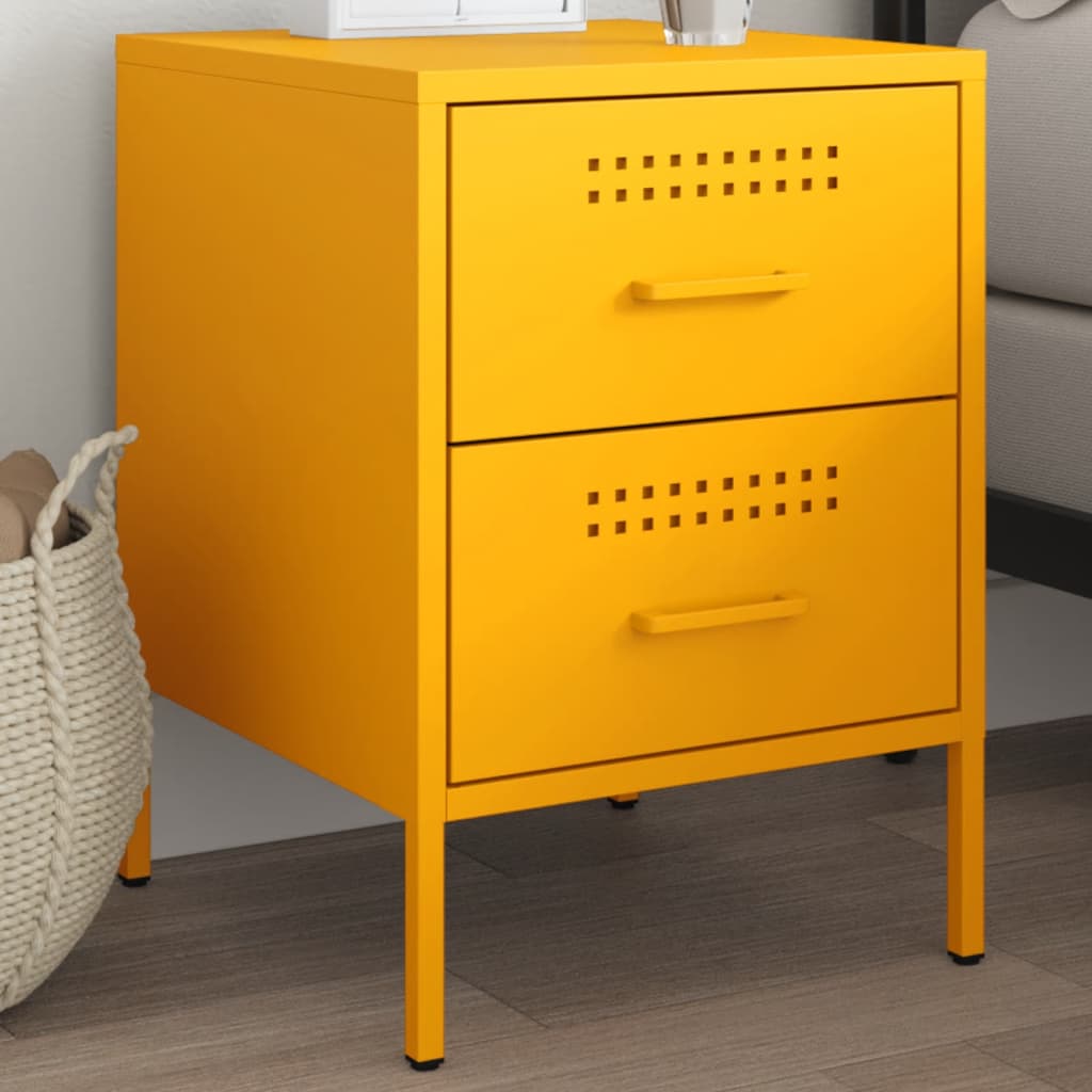 Bedside Cabinet Mustard Yellow 36x39x50.5 cm Steel - vid-842928 - Discount Dealers