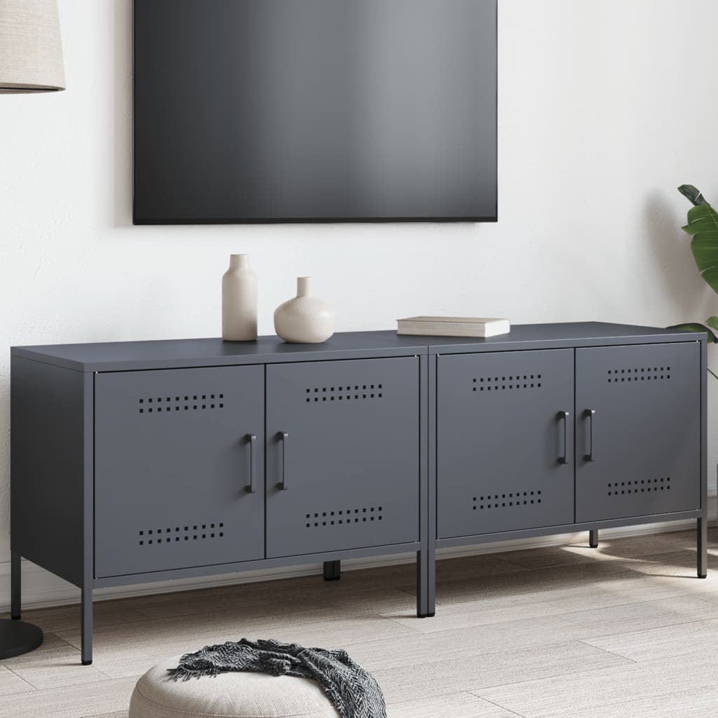 TV Cabinets 2 pcs Anthracite 68x39x50.5 cm Steel - Discount Dealers