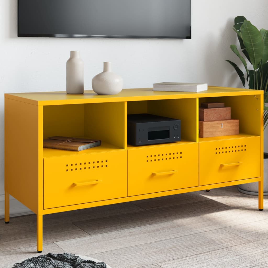 TV Cabinet Mustard Yellow 100.5x39x50.5 cm Steel - vid-843039 - Discount Dealers