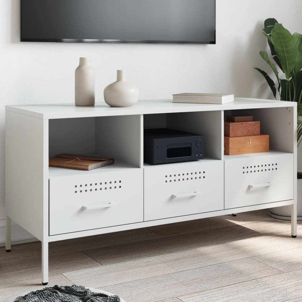 TV Cabinet White 100.5x39x50.5 cm Steel - Discount Dealers