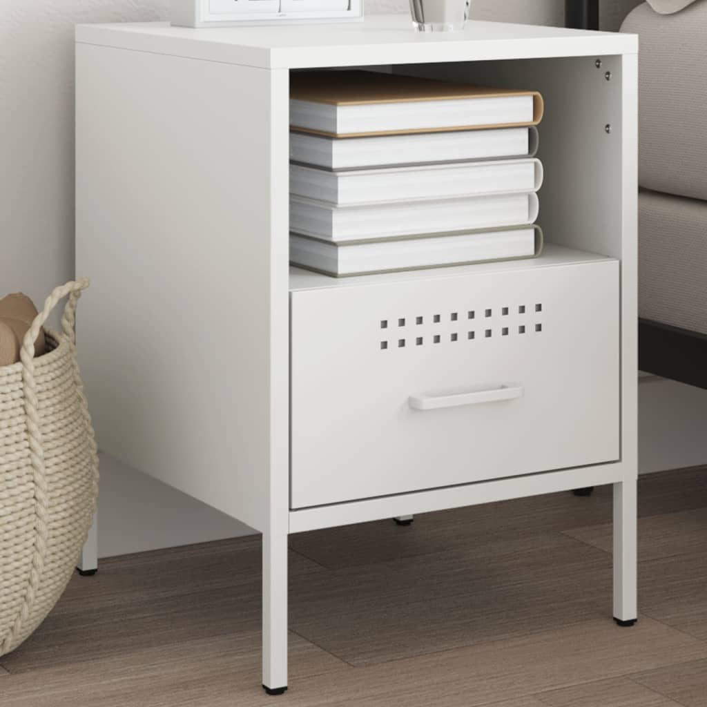 Bedside Cabinet White 36x39x50.5 cm Steel - Discount Dealers