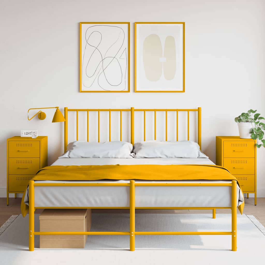 Bedside Cabinets 2 pcs Mustard Yellow 36x39x68 cm Steel - Decor Base