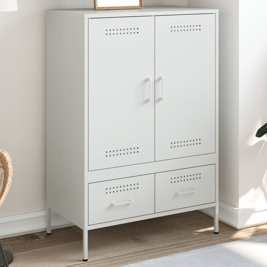 Highboard White 68x39x101.5 cm Steel - Charlotte Dunes