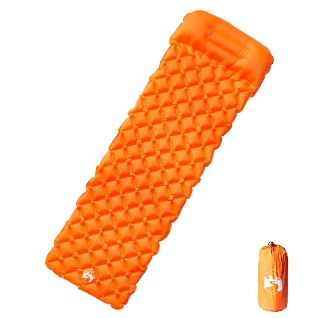 Inflating Camping Mattress with Pillow 1-Person Orange - Casper Homes
