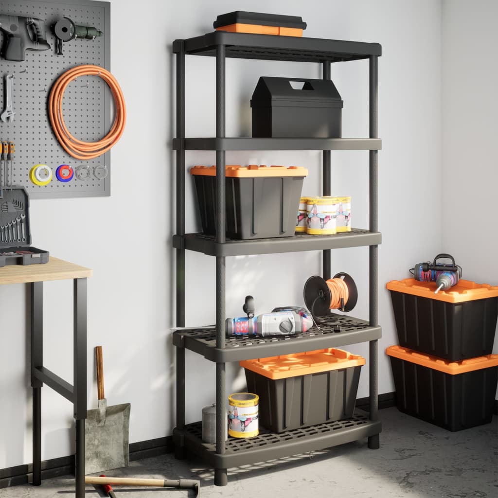Storage Shelf 5-Tier Black 93.5x45.5x194.5 cm PP - Decor Base