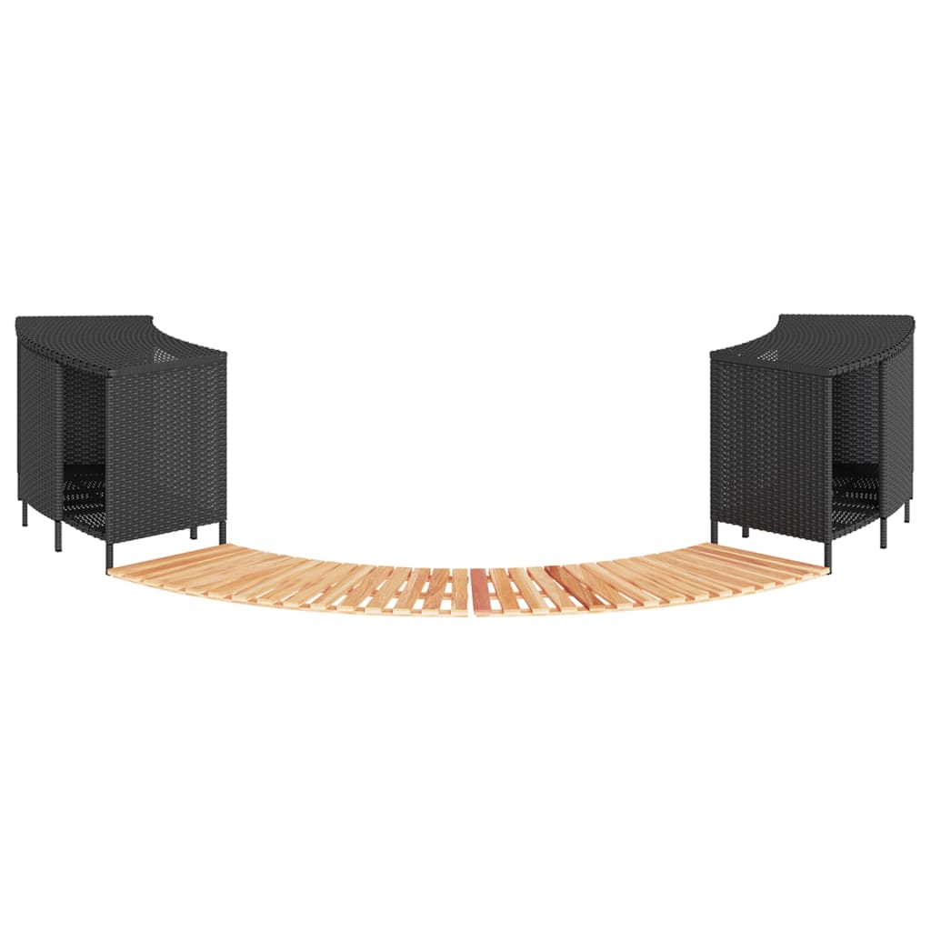 TRSTON Hot Tub Surround Poly and Solid Wood Acacia Rattan - Black - Design Hut