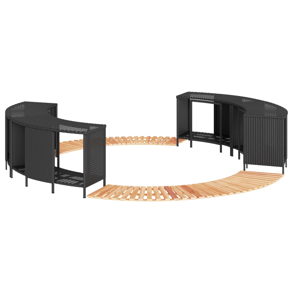 TRSTON Hot Tub Surround Poly and Solid Wood Acacia Rattan - Black - Design Hut