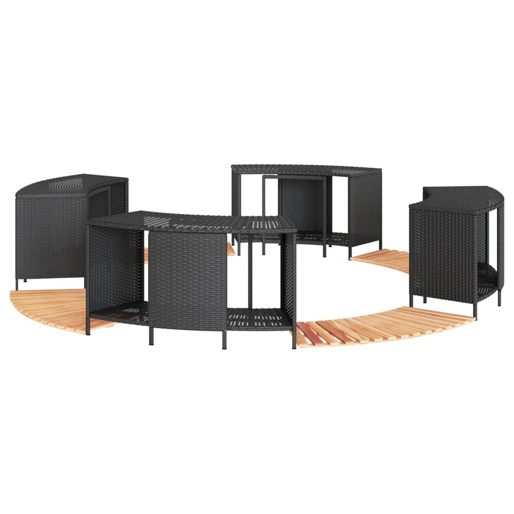 TRSTON Hot Tub Surround Poly and Solid Wood Acacia Rattan - Black - Design Hut