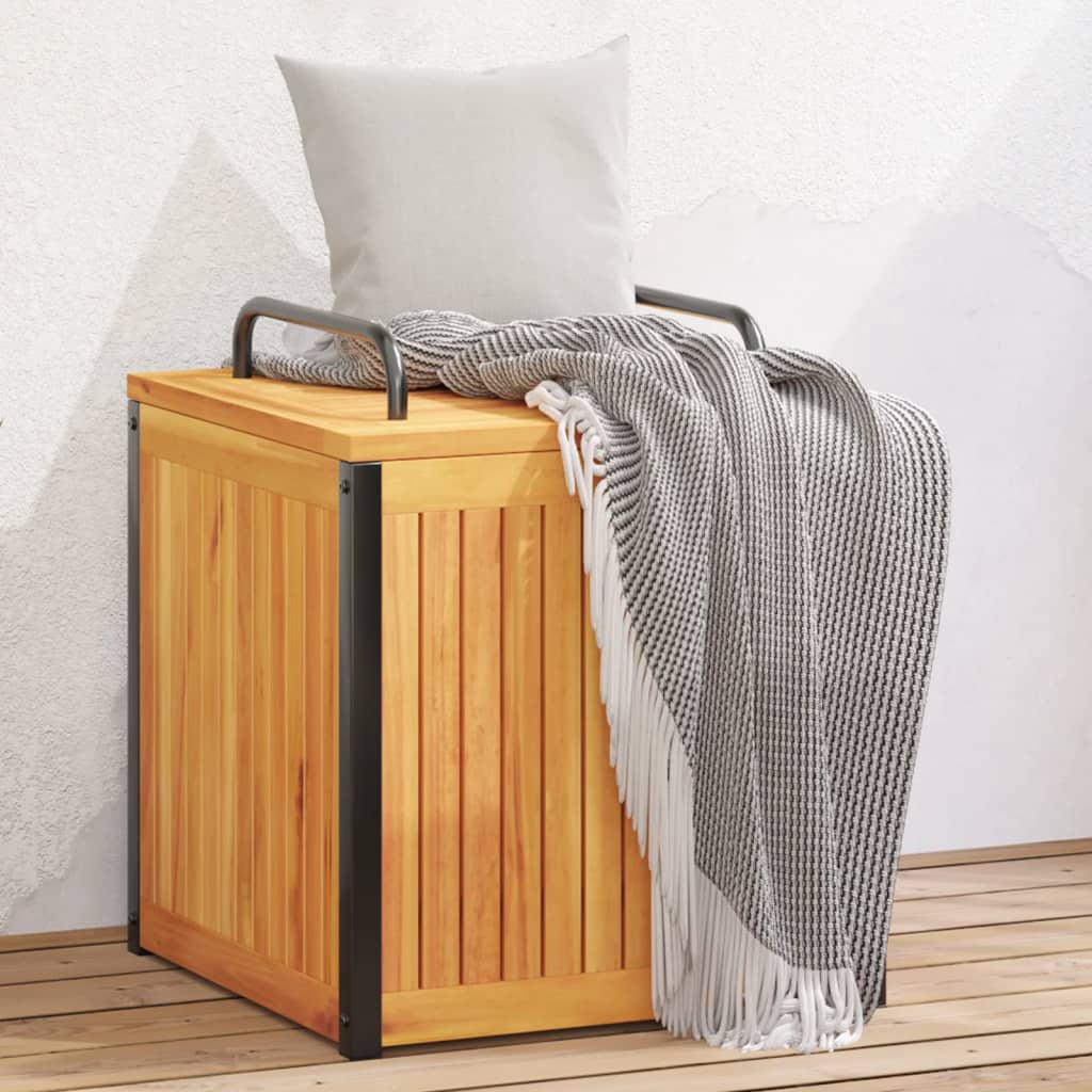 Outdoor Cushion Box 45x45x45/53 cm Solid Wood Acacia and Steel - Brittle & Co