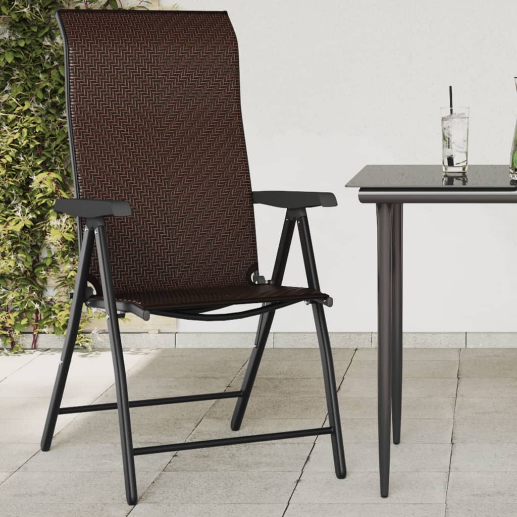 Folding Garden Chairs 4 Pieces Brown Poly Rattan - Design Hut