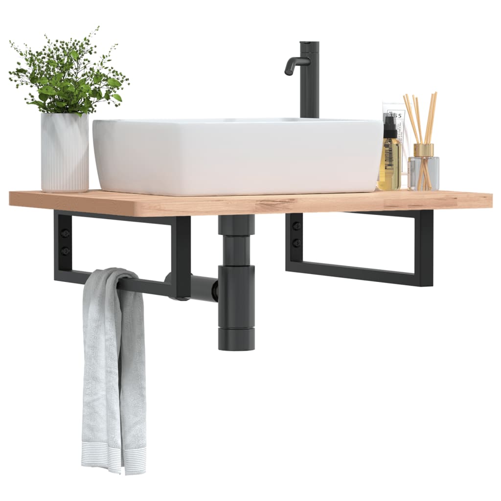Shelf Brackets for Washbasin 2 pcs Black Rectangular Steel - Decor Base