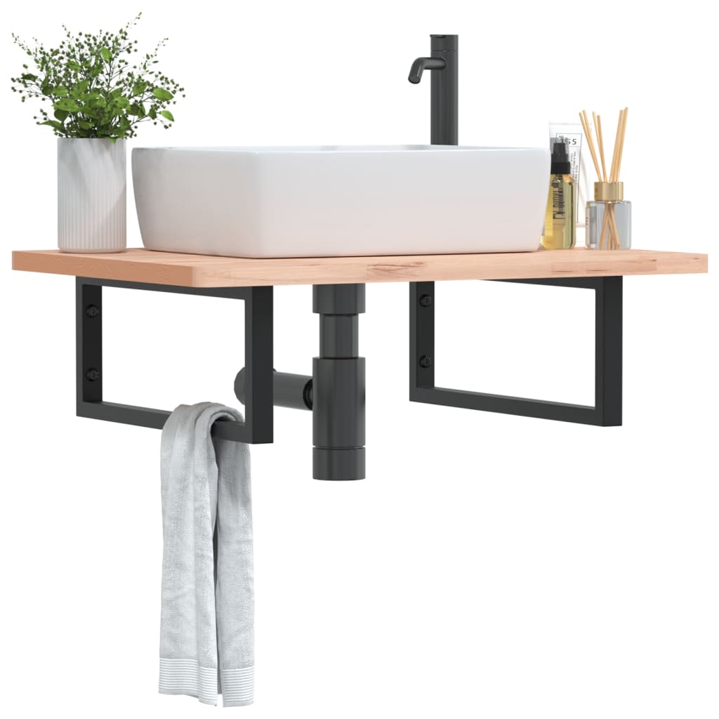 Shelf Brackets for Washbasin 2 pcs Black Rectangular Steel - All Things Good