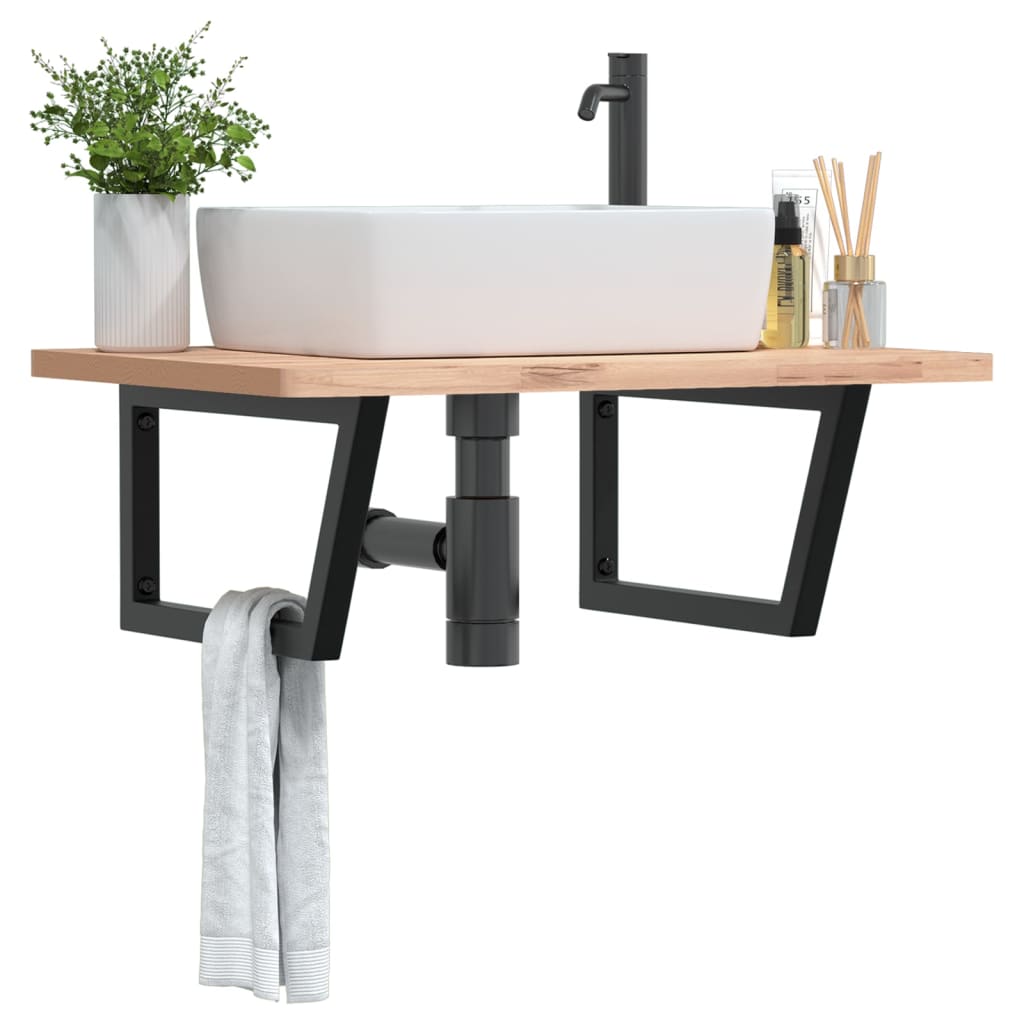 Shelf Brackets for Washbasin 2 pcs Black Trapezium Steel - All Things Good