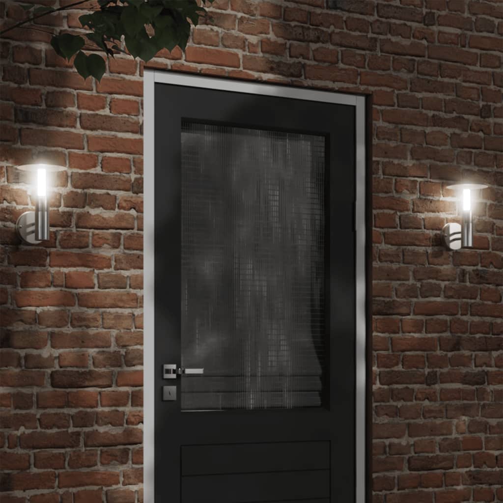 CRBURY Outdoor Wall Lights 2pcs Stainless Steel - Silver - Design Hut