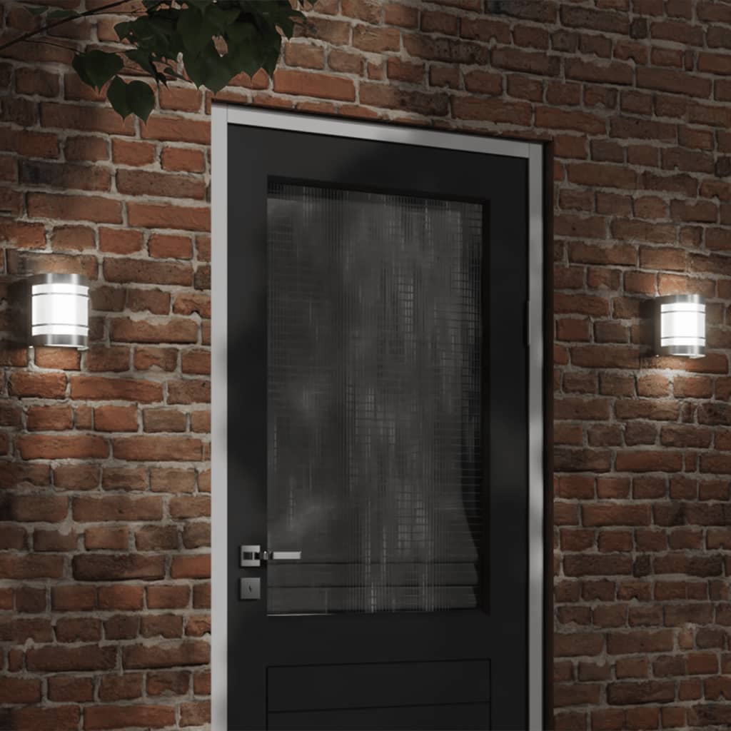 CRBURY Outdoor Wall Lights 2pcs Stainless Steel - Silver - Design Hut