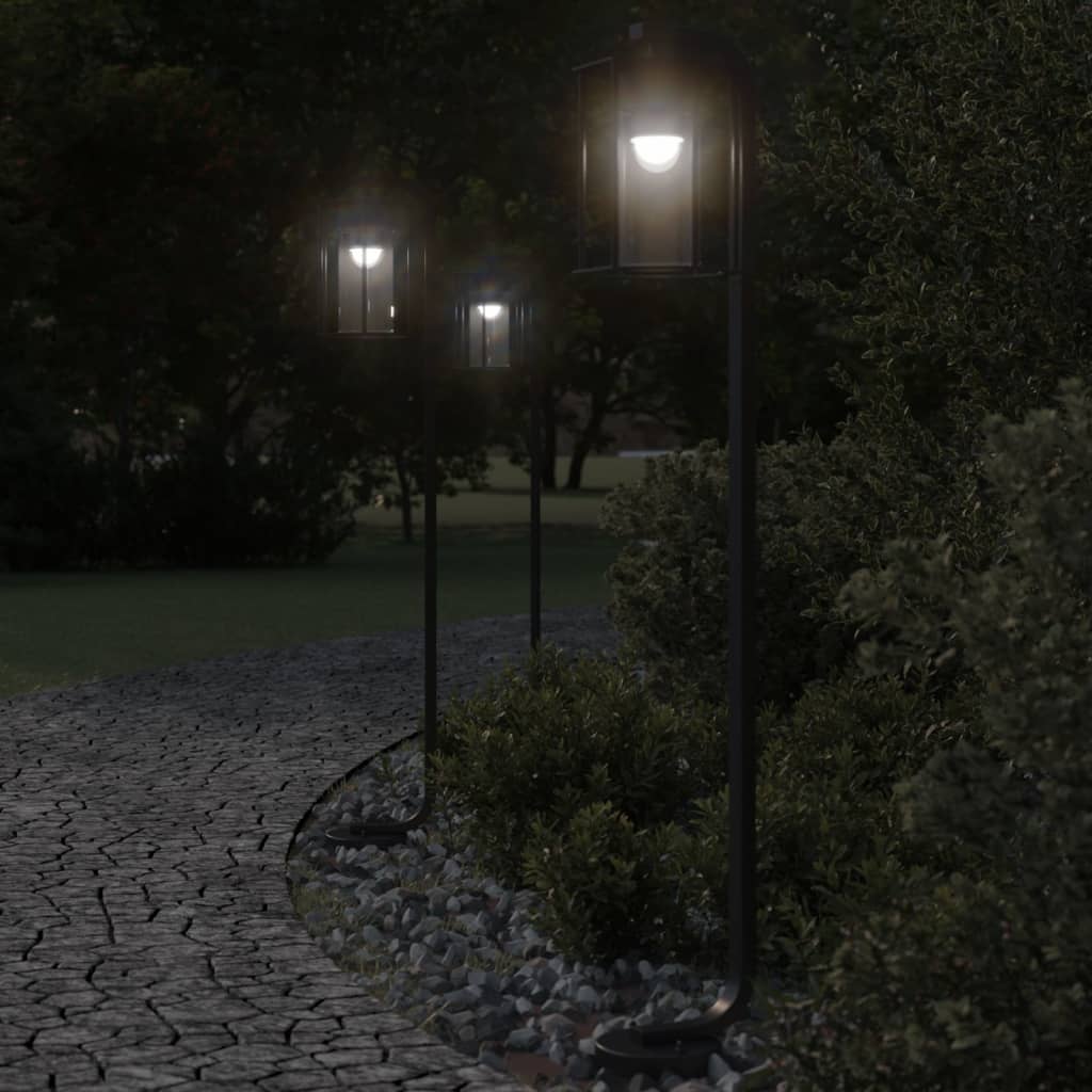 BAPARK Outdoor Floor Lamps 3pcs 100 cm Stainless Steel - Black - Design Hut