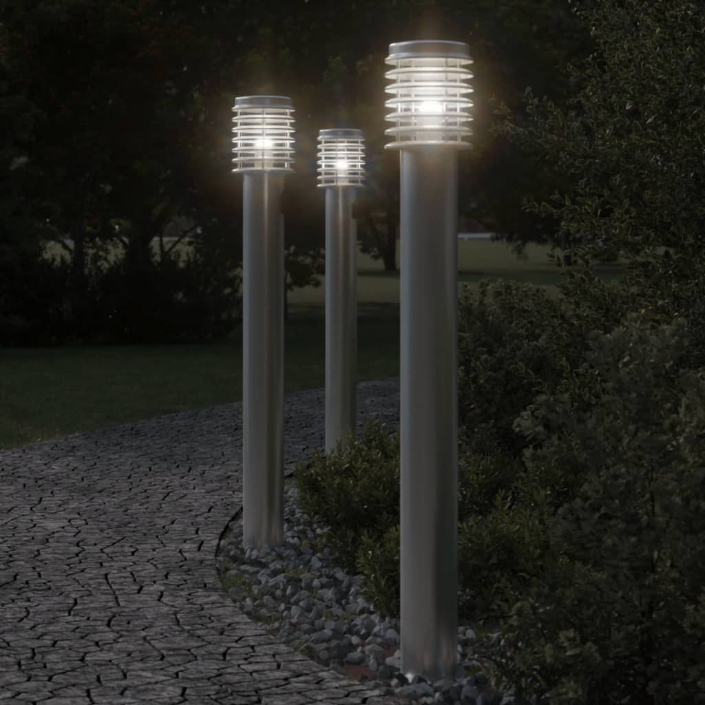 BAPARK Outdoor Floor Lamp 110cm Stainless Steel - Silver - Design Hut