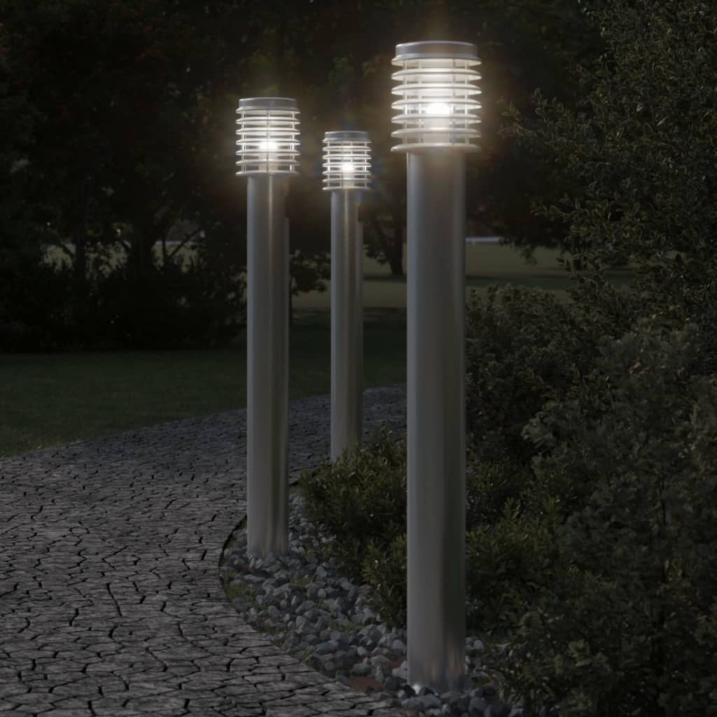 BAPARK Outdoor Floor Lamps 3pcs 110cm Stainless Steel - Silver - Design Hut