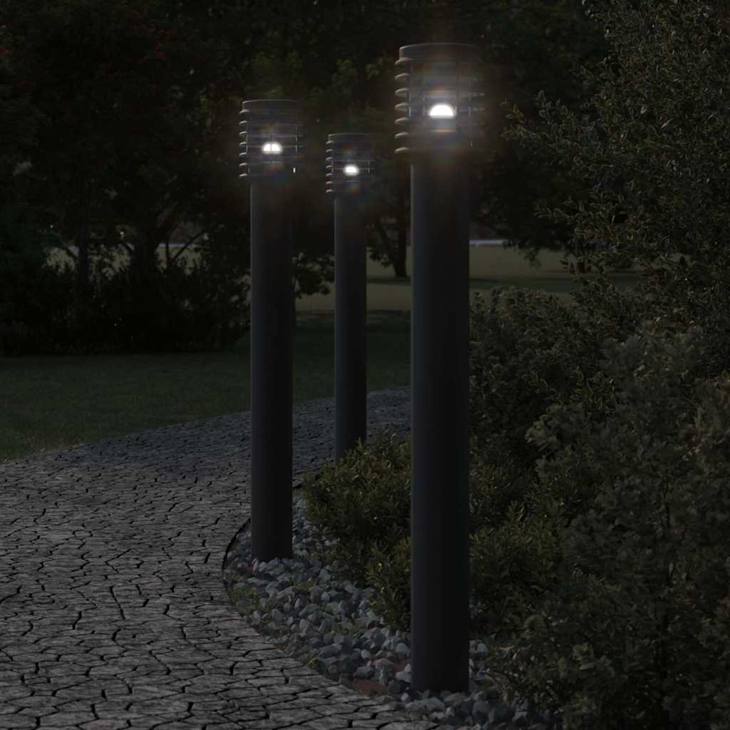 BAPARK Outdoor Floor Lamps 3pcs 110cm Stainless Steel - Black - Design Hut