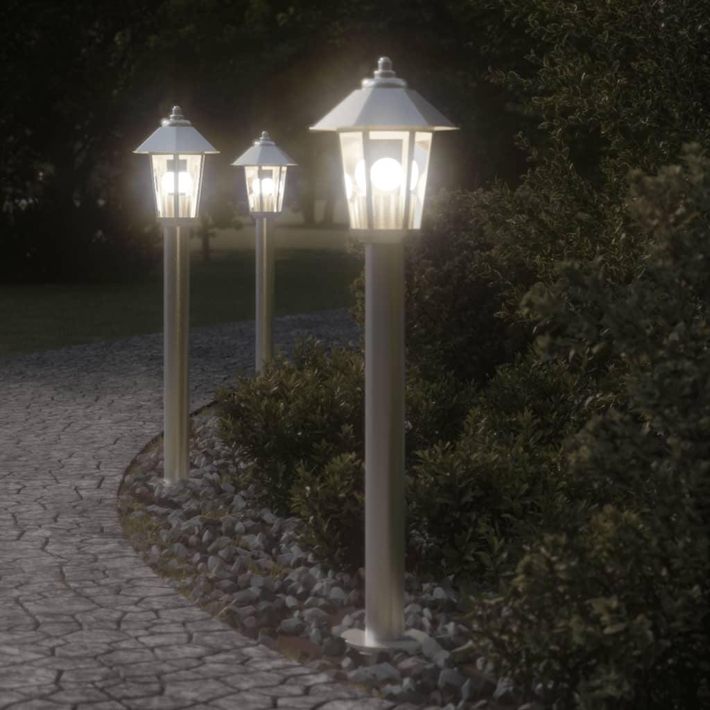 BAPARK Outdoor Floor Lamps 3pcs 80 cm Stainless Steel - Silver - Design Hut