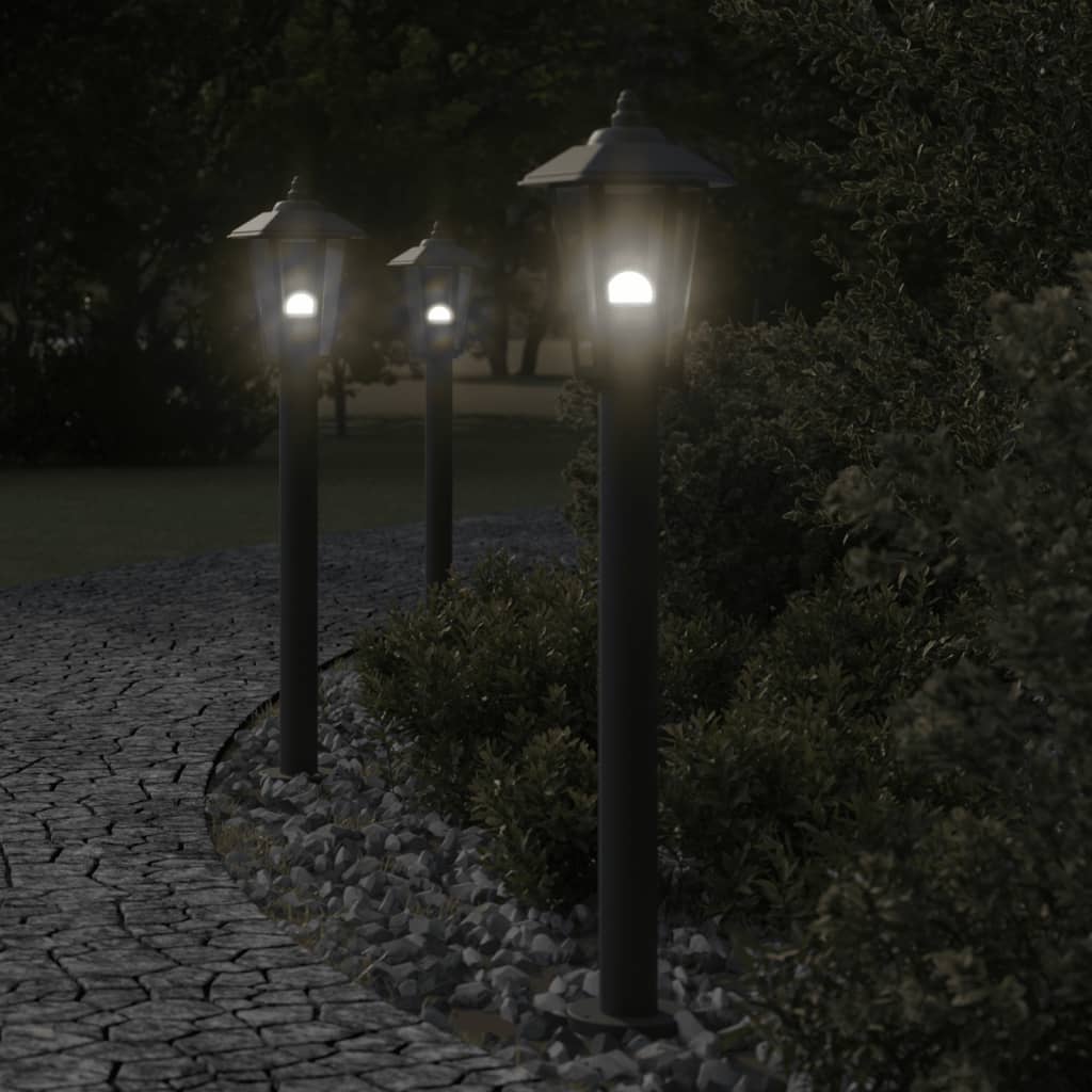 BAPARK Outdoor Floor Lamps 3pcs 80 cm Stainless Steel - Black - Design Hut