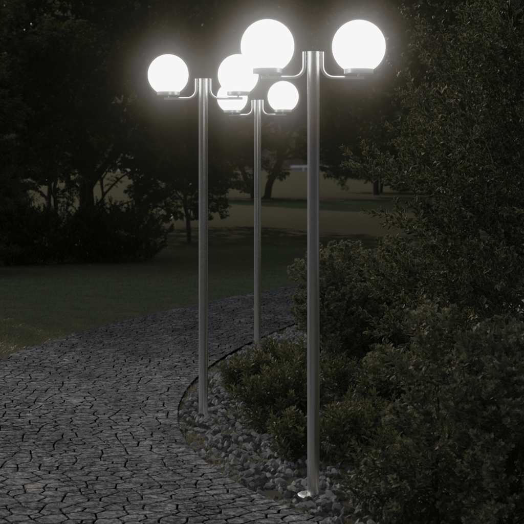 BAPARK Outdoor Floor Lamps 3pcs 215 cm Stainless Steel - Silver - Design Hut