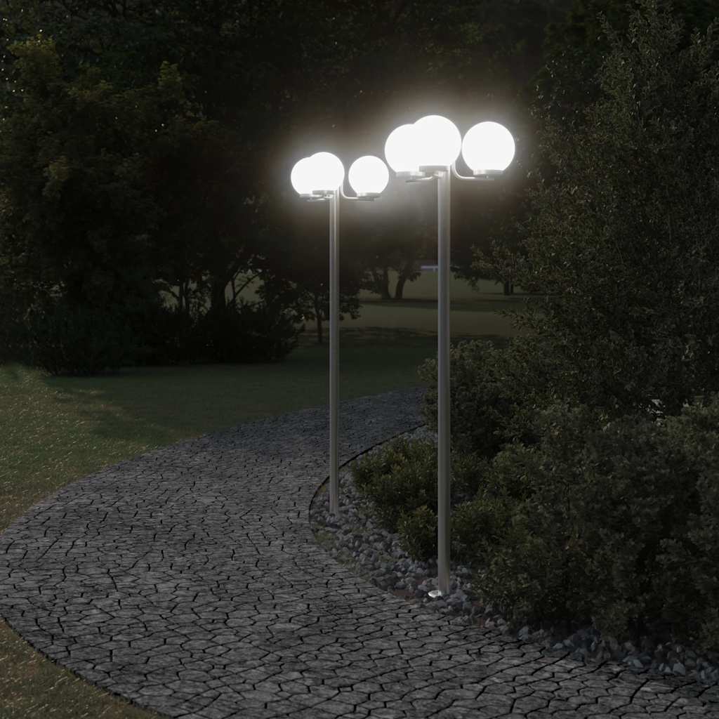 BAPARK Outdoor Floor Lamps 2 pcs 215 cm Stainless Steel - Silver - Design Hut