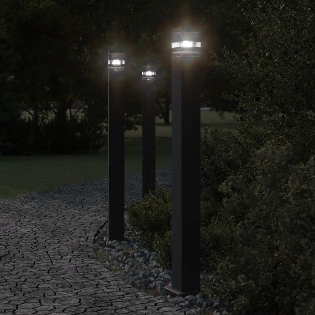 BAPARK Outdoor Floor Lamps with Sensors 3pcs 110 cm Aluminium - Black - Design Hut