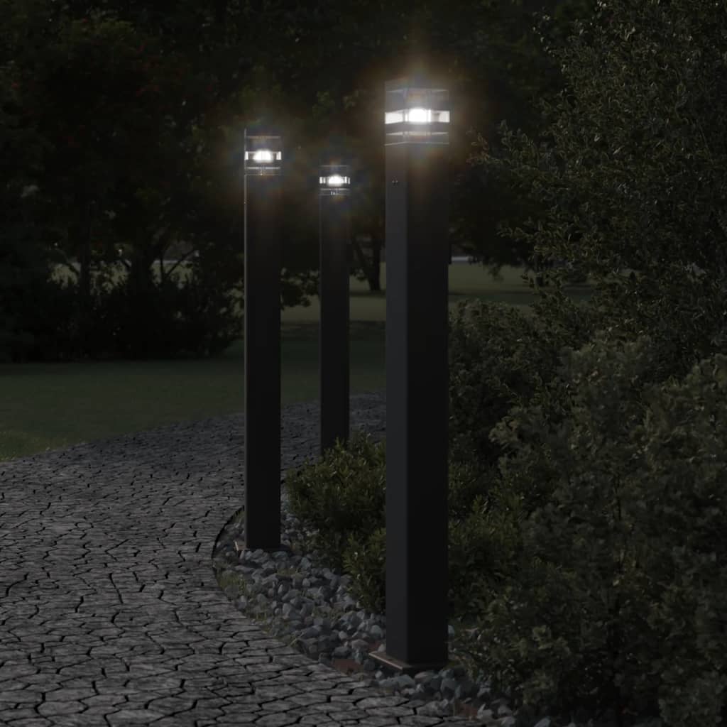 CLVUE Outdoor Floor Lamps with Outlet 3pcs 110 cm Aluminium - Black - Design Hut
