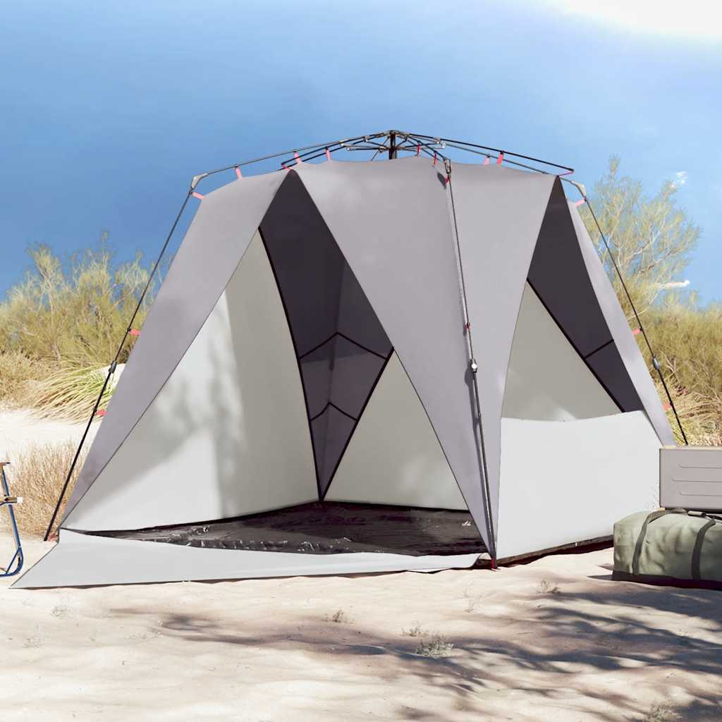 Beach Tent 4-Person Grey Quick Release Waterproof - Charlotte Dunes