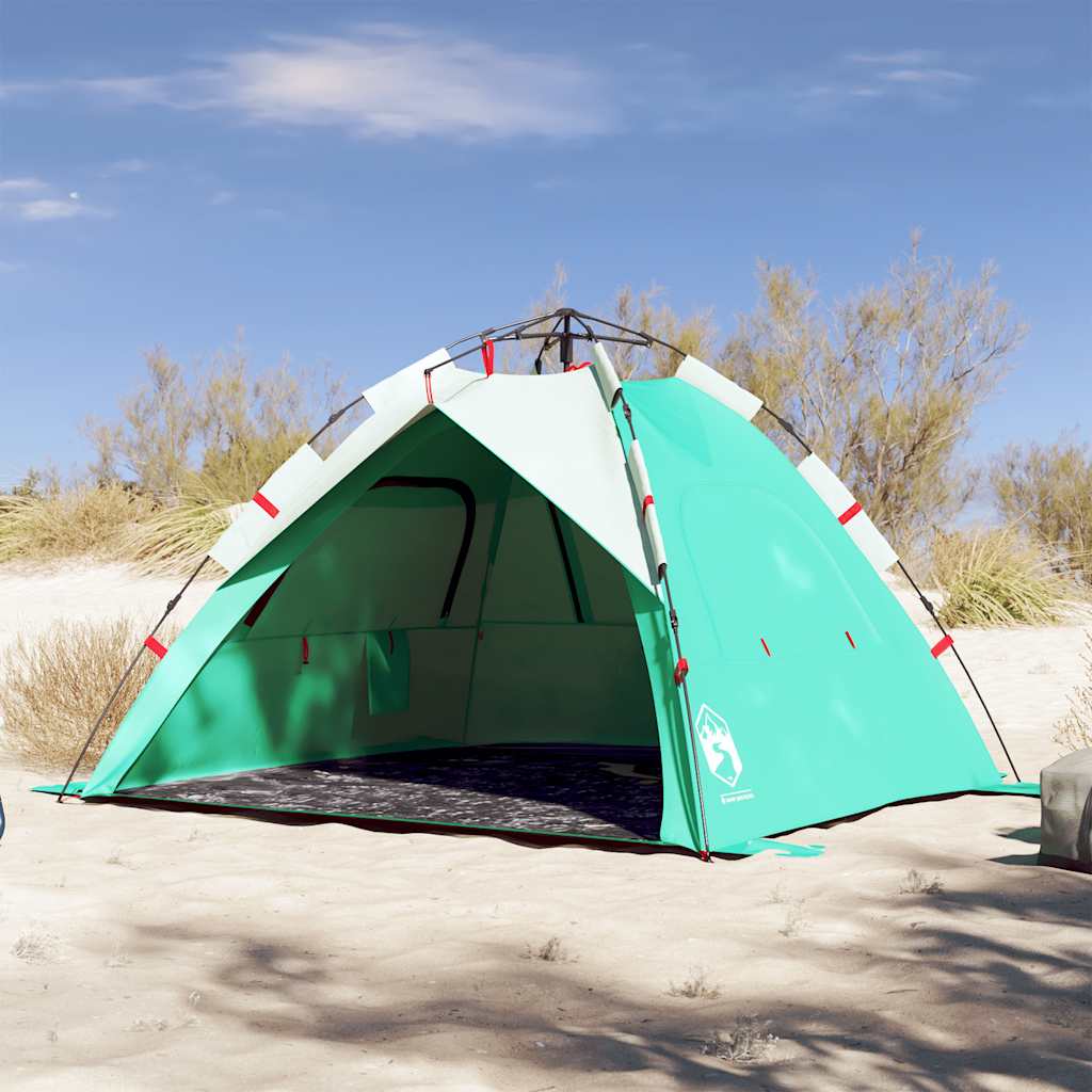 Beach Tent 3-Person Sea Green Quick Release Waterproof - vid-4005315 - Charlotte Dunes