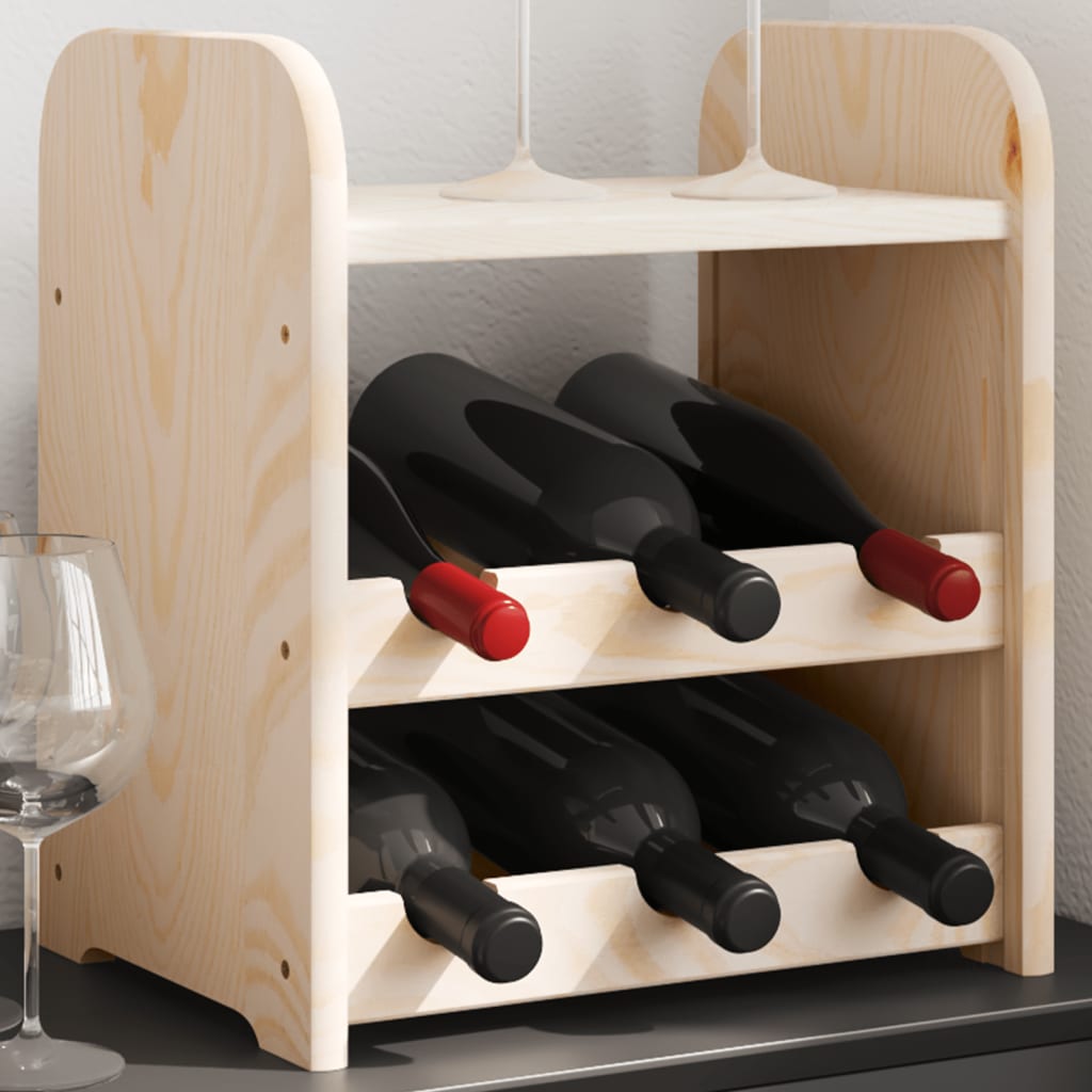 Wine Rack with Top Board 33x25x37 cm Solid Wood Pine - Design Hut