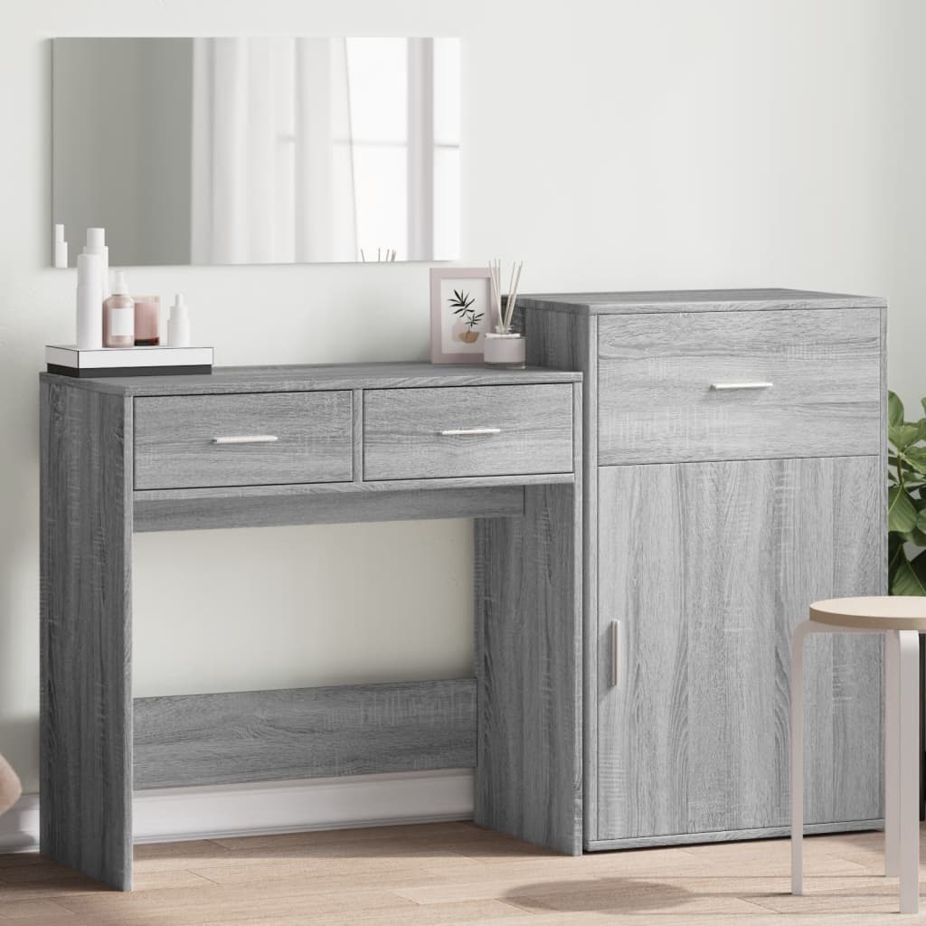 3 Piece Dressing Table Set Grey Sonoma Engineered Wood - Casper Homes
