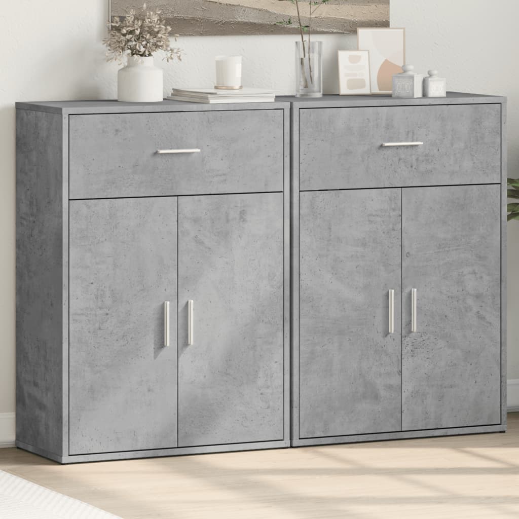 Sideboards 2 pcs Concrete Grey 60x30x84 cm Engineered Wood - Brittle & Co