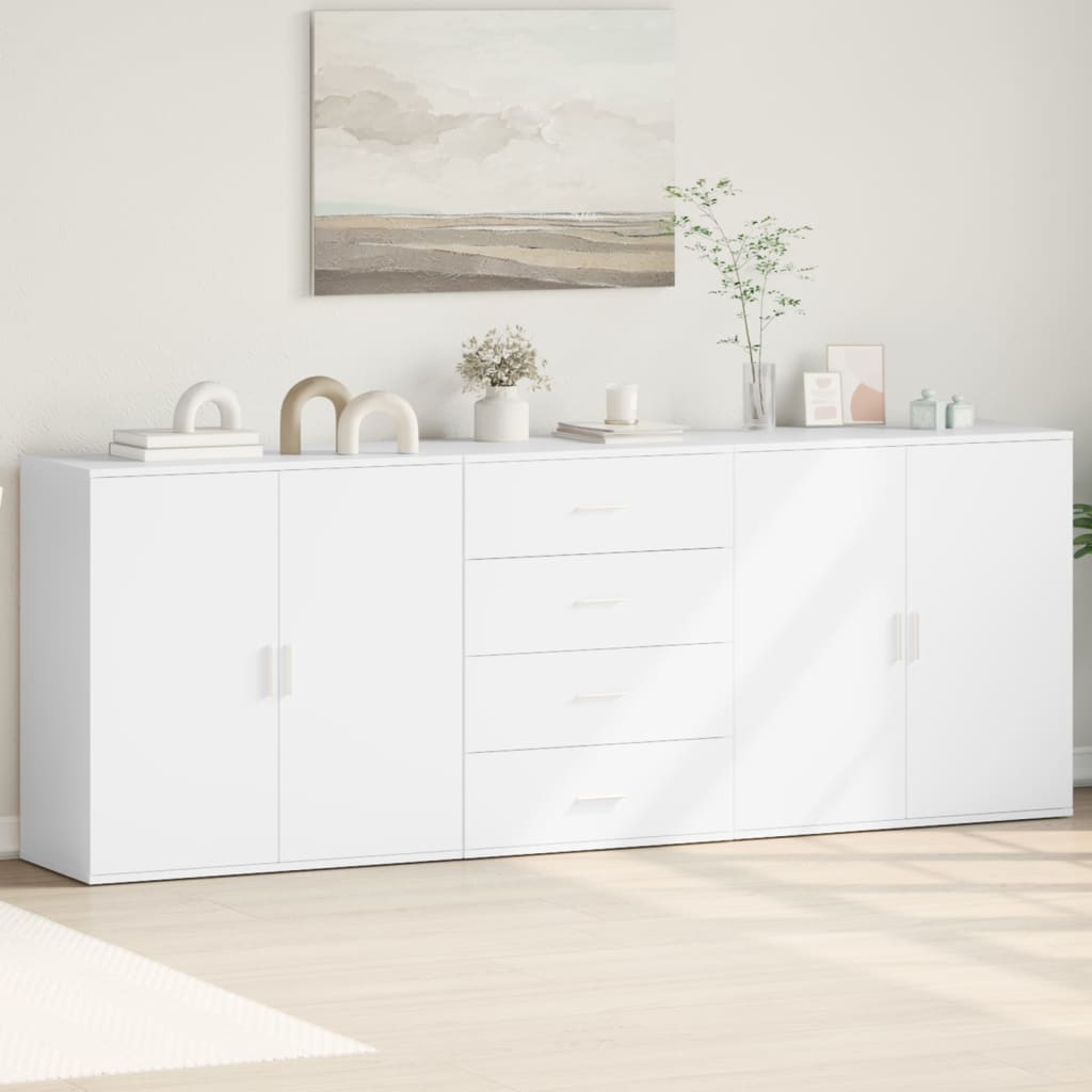 Sideboards 3 pcs White Engineered Wood - Brittle & Co