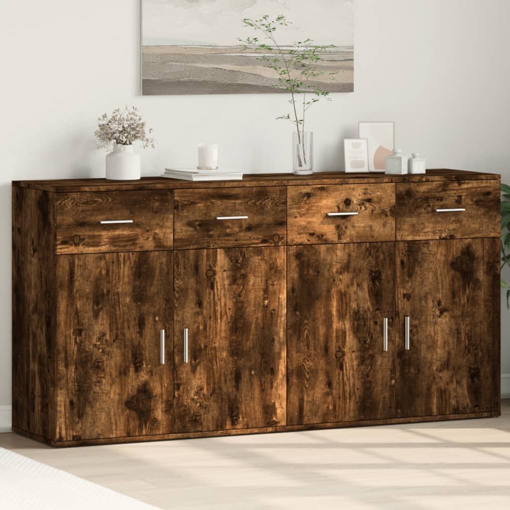 Sideboards 2 pcs Smoked Oak 79x38x80 cm Engineered Wood - vid-3276620 - Brittle & Co