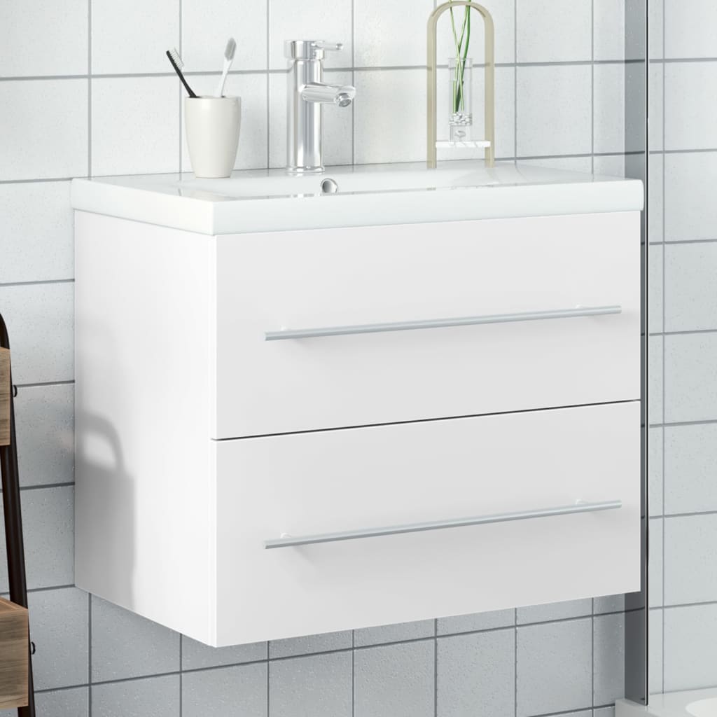 Bathroom Sink Cabinet with Built-in Basin White - Casper Homes