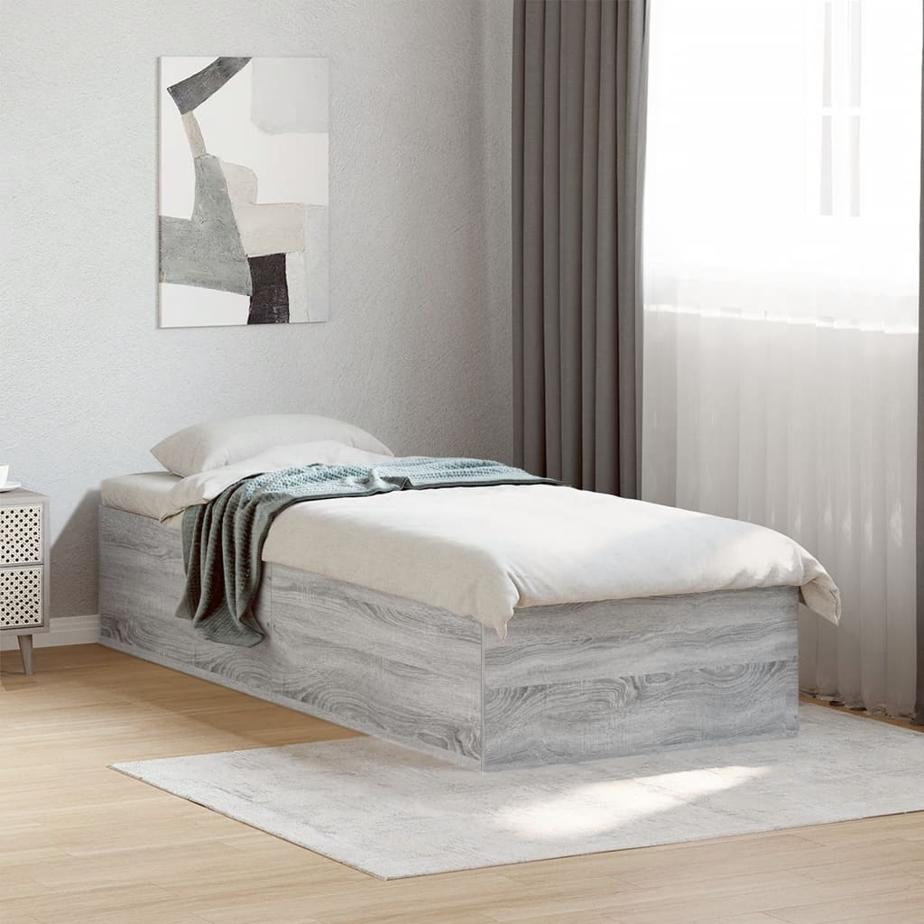 Bedframe Grey Sonoma 75x190cm Small Single Engineered Wood - Casper Homes