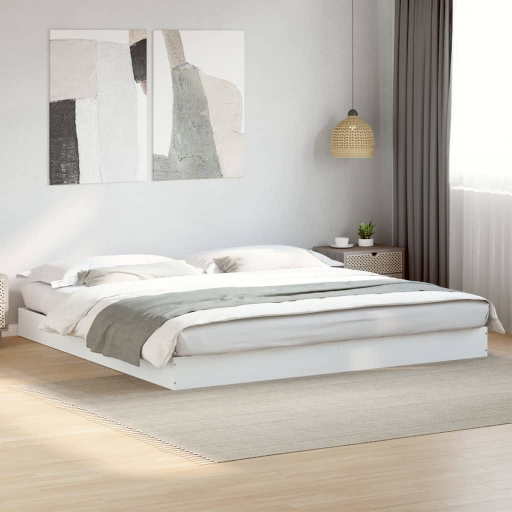 Bedframe White 180x200cm Super King Engineered Wood - Brittle & Co