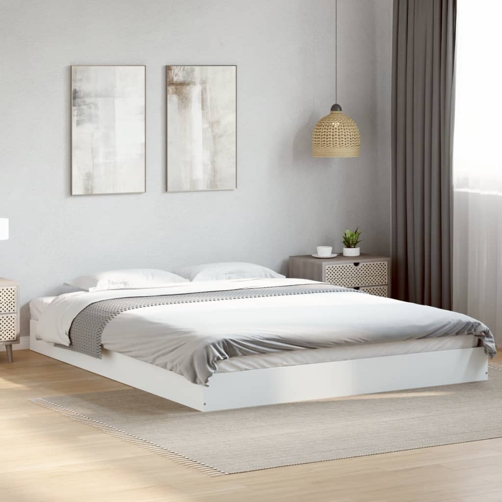 Bedframe White 160x200cm Engineered Wood - All Things Good