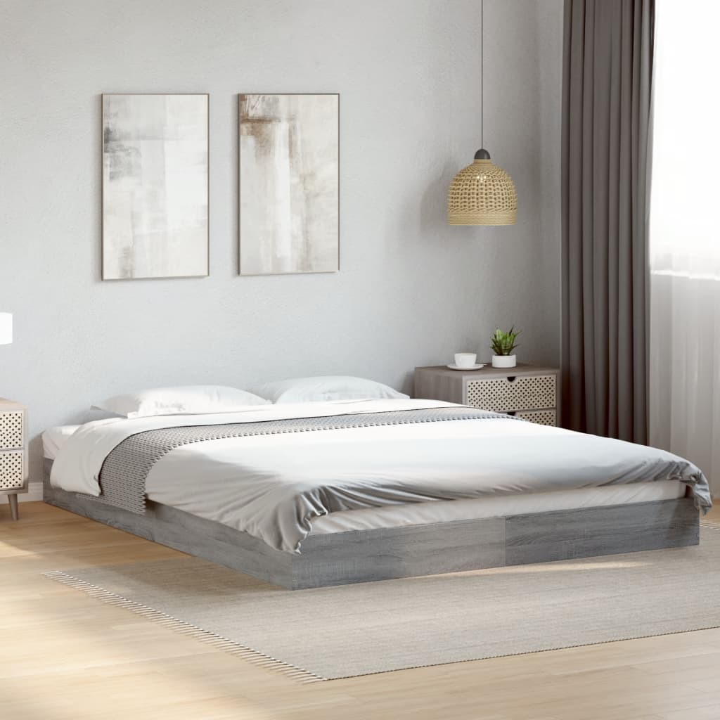 Bedframe Grey Sonoma 160x200cm Engineered Wood - Tyrell & Tyrell