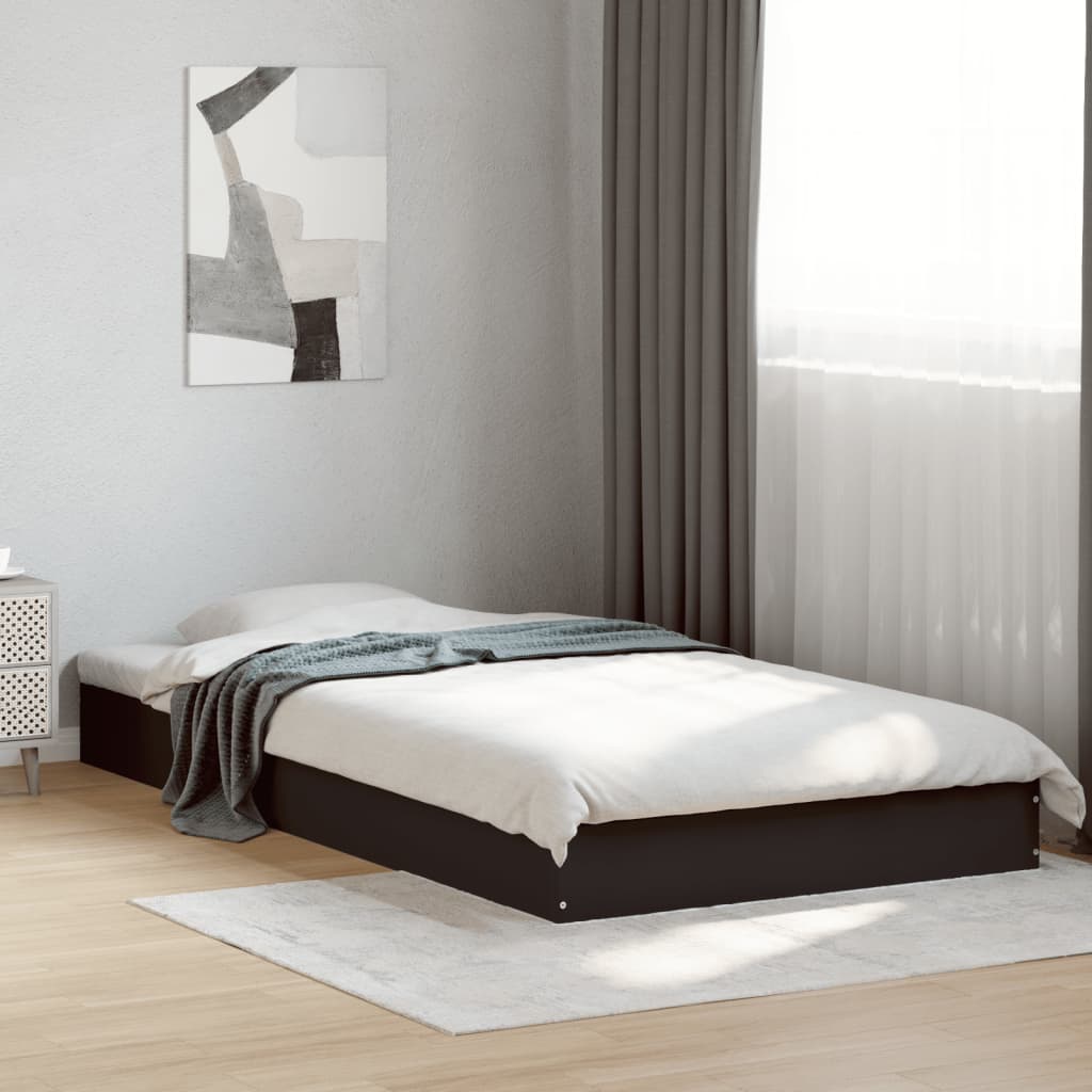 Bedframe Black 100x200cm Engineered Wood - All Things Good