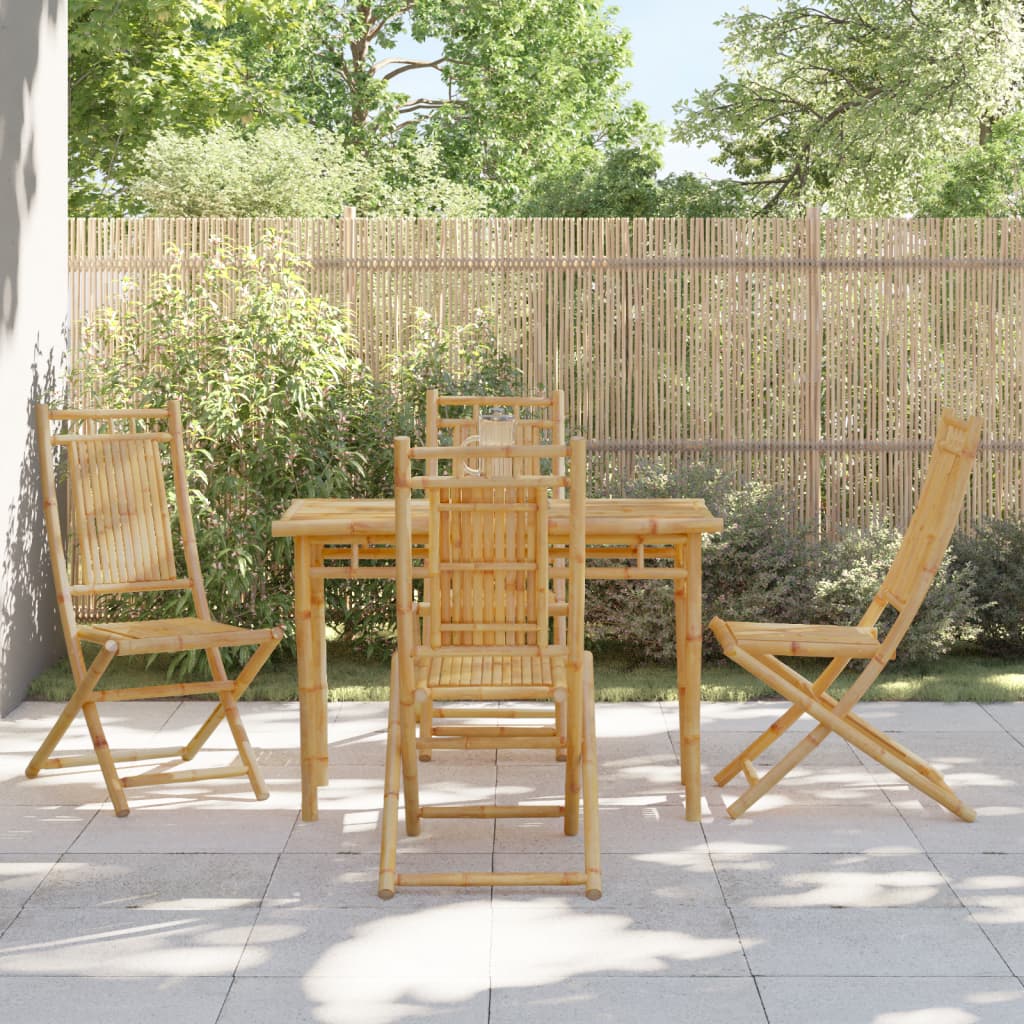 5 Piece Garden Dining Set Bamboo - vid-3278521 - Decor Base