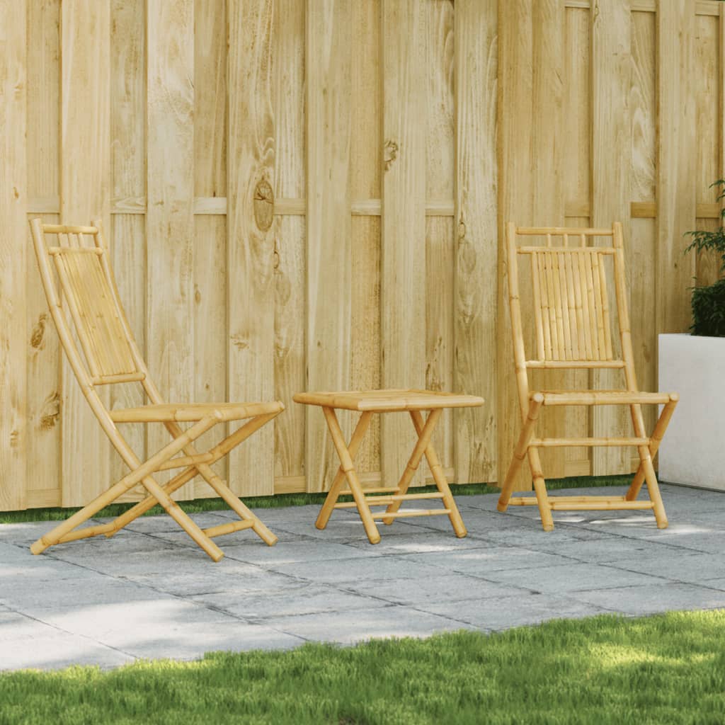 3 Piece Bistro Set Bamboo - vid-3278522 - Discount Dealers