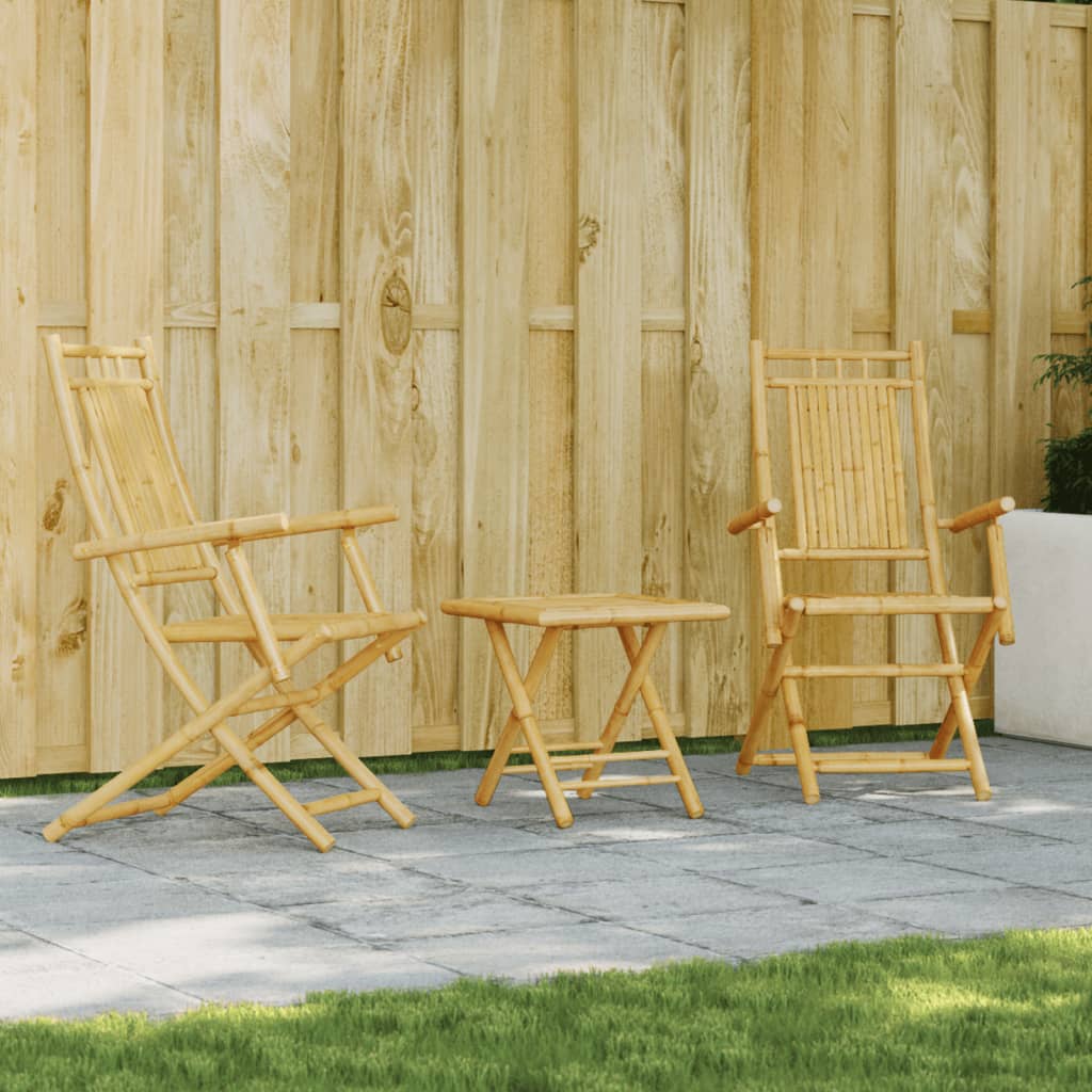 3 Piece Bistro Set Bamboo - vid-3278523 - Discount Dealers