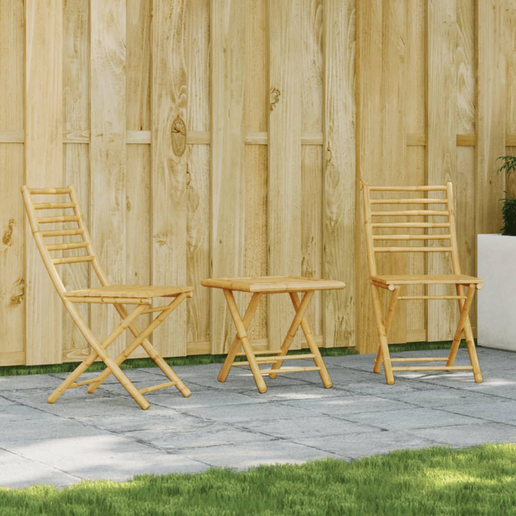 3 Piece Bistro Set Bamboo - vid-3278524 - Discount Dealers