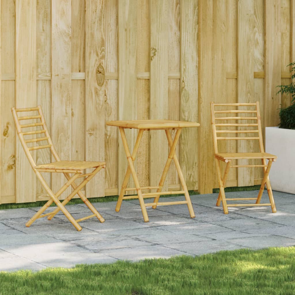3 Piece Bistro Set Bamboo - vid-3278527 - Decor Base