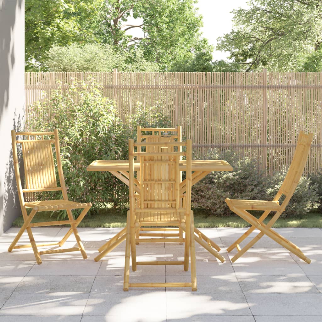 5 Piece Garden Dining Set Bamboo - vid-3278528 - Decor Base